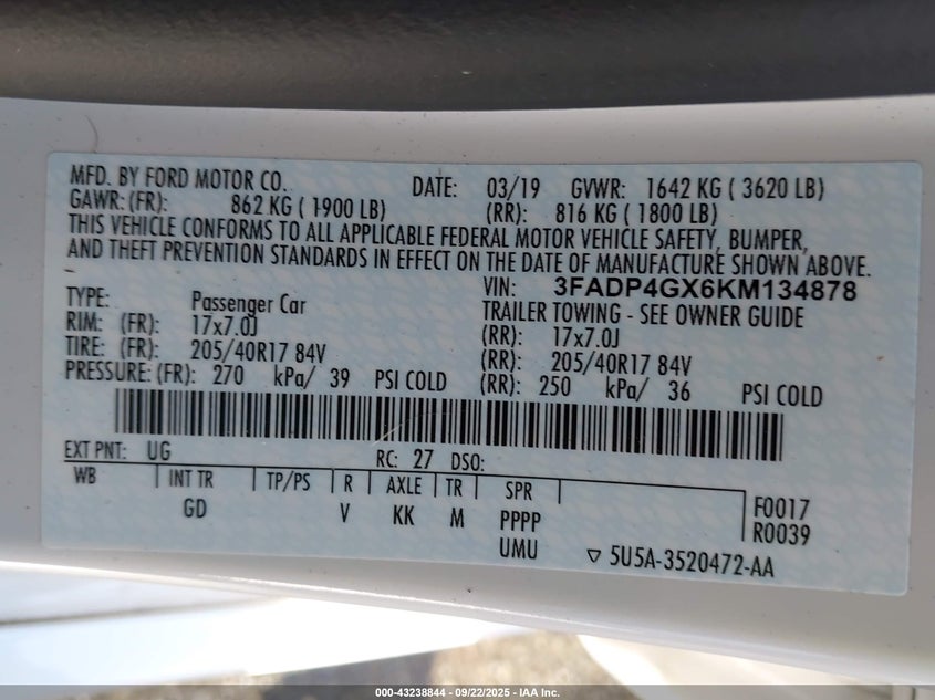 2019 FORD FIESTA ST - 3FADP4GX6KM134878