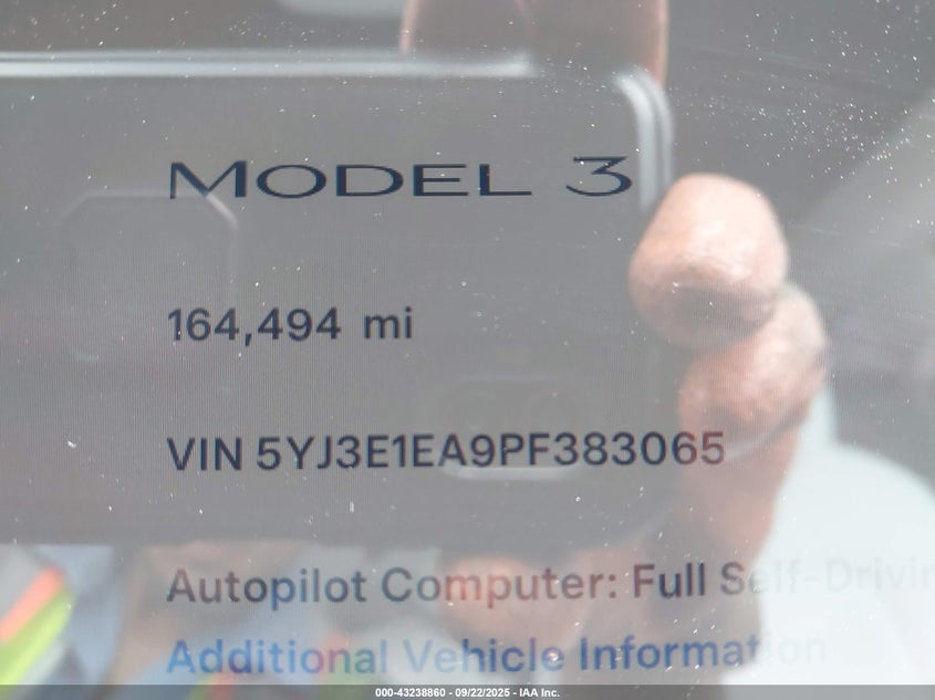 2023 Tesla Model 3 Rear-Wheel Drive VIN: 5YJ3E1EA9PF383065 Lot: 43238860