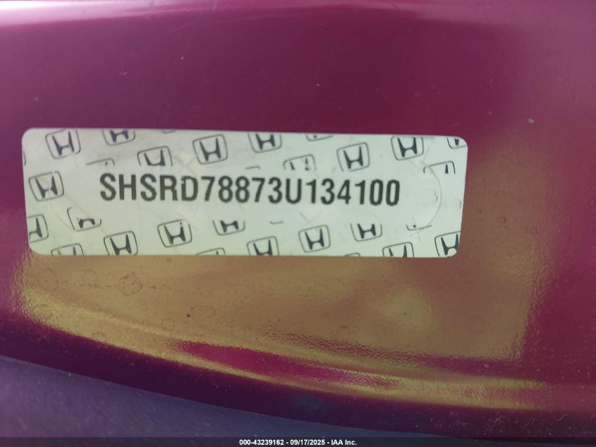 2003 Honda Cr-V Ex VIN: SHSRD78873U134100 Lot: 43239162