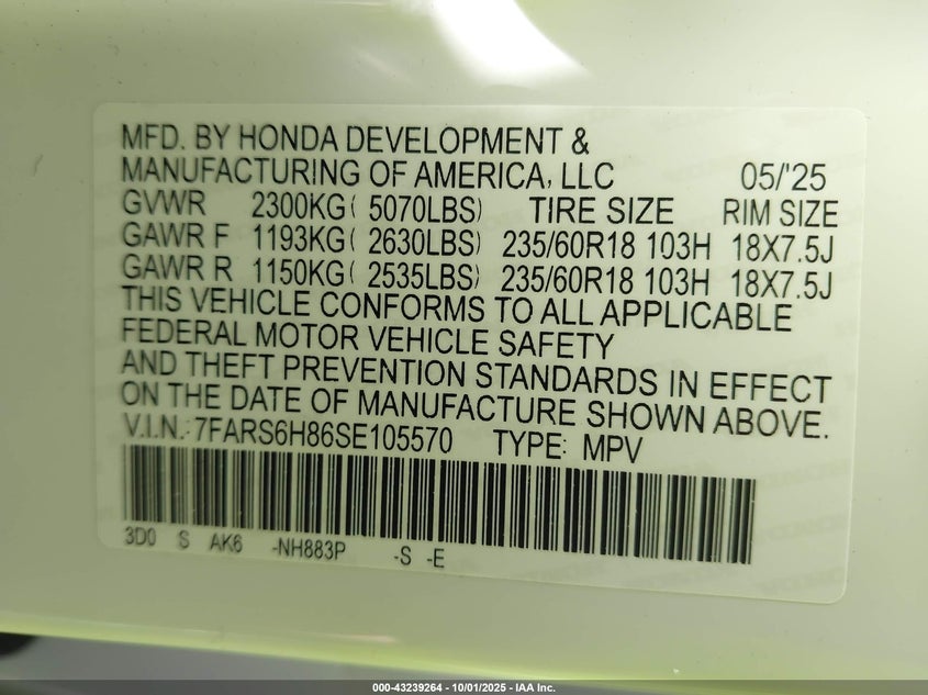 2025 HONDA CR-V HYBRID SPORT-L - 7FARS6H86SE105570