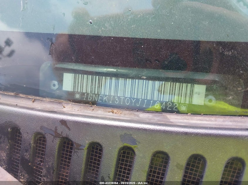 2000 Chevrolet Tahoe All New Lt VIN: 1GNEK13T0YJ116422 Lot: 43239364