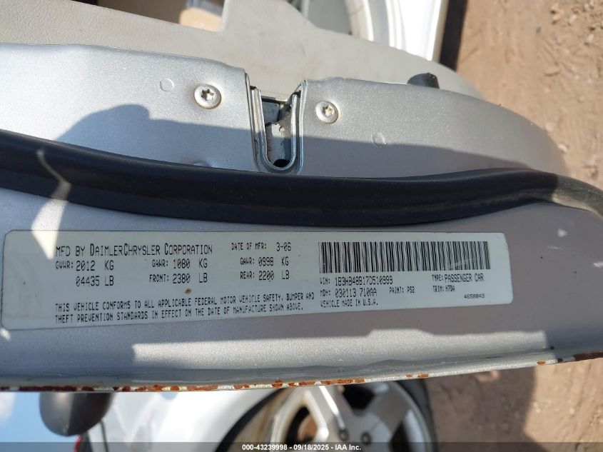 2007 Dodge Caliber Sxt VIN: 1B3HB48B17D510999 Lot: 43239998