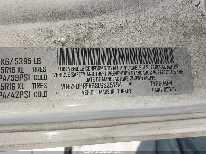 2020 RAM PROMASTER CITY TRADESMAN - ZFBHRFAB8L6S35794