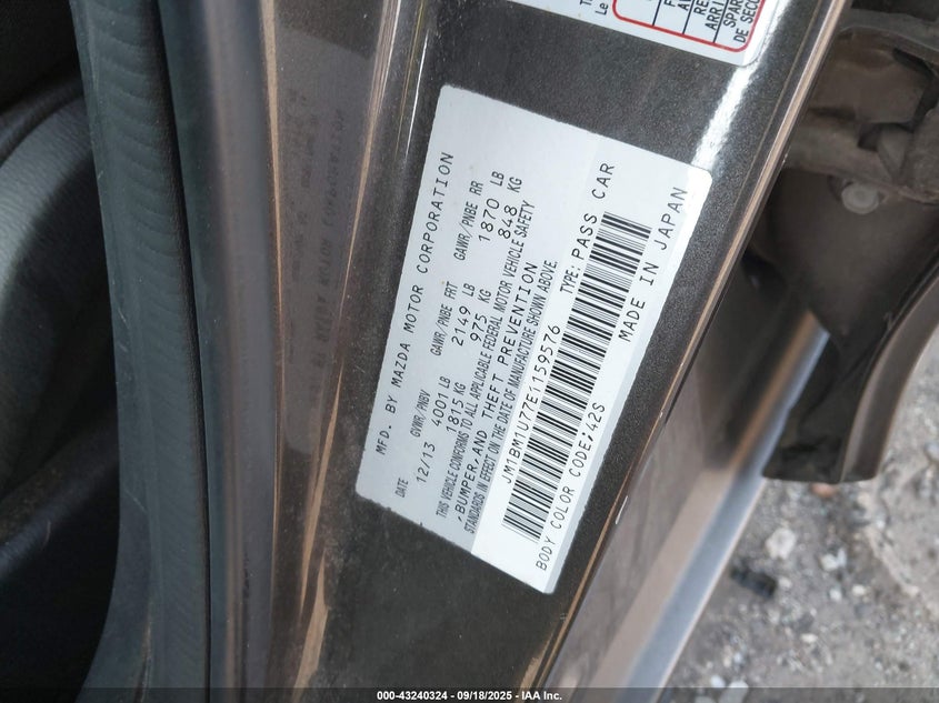 2014 MAZDA MAZDA3 I SPORT - JM1BM1U77E1159576