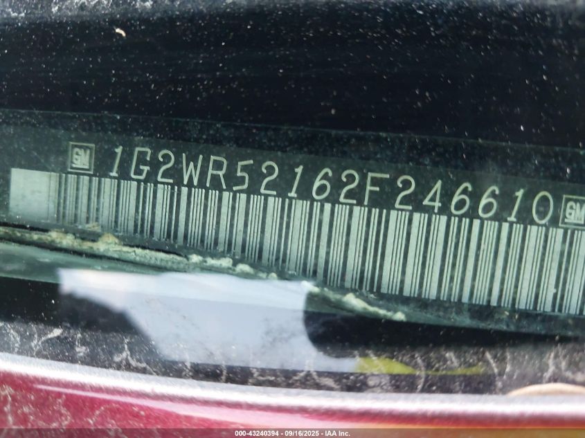 2002 Pontiac Grand Prix Gtp VIN: 1G2WR52162F246610 Lot: 43240394