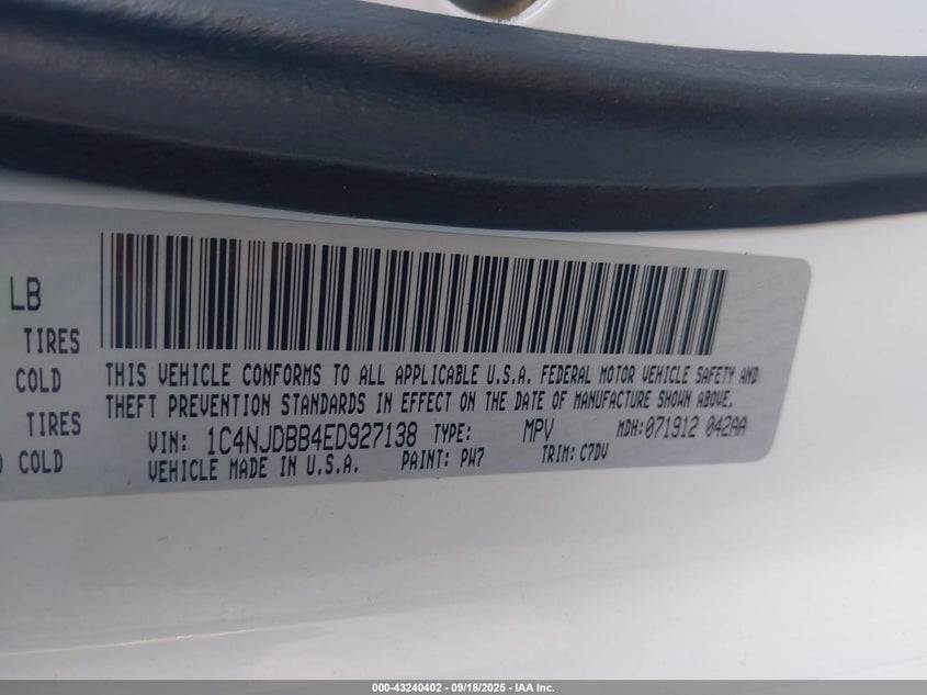 2014 JEEP COMPASS SPORT - 1C4NJDBB4ED927138