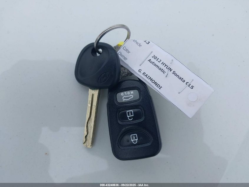 2012 Hyundai Sonata Gls Pzev VIN: 5NPEB4AC7CH496101 Lot: 43240636