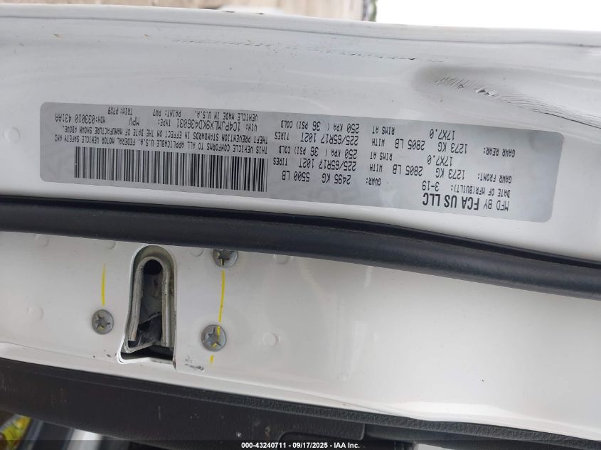 2019 Jeep Cherokee Latitude Plus 4X4 VIN: 1C4PJMLX9KD436031 Lot: 43240711