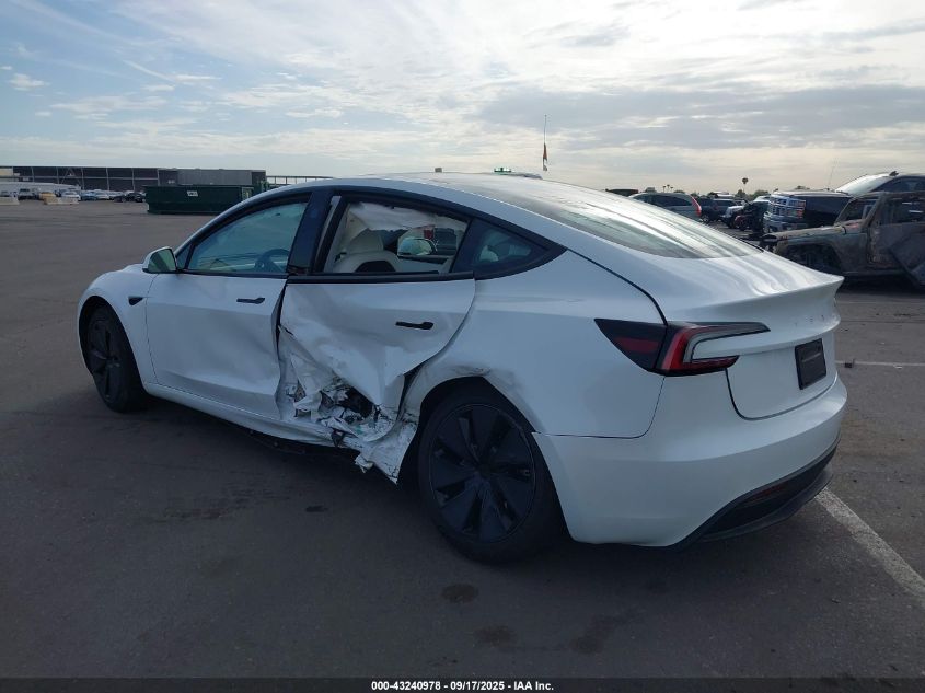 2025 Tesla Model 3 Long Range Rear-Wheel Drive VIN: 5YJ3E1EA8SF967336 Lot: 43240978