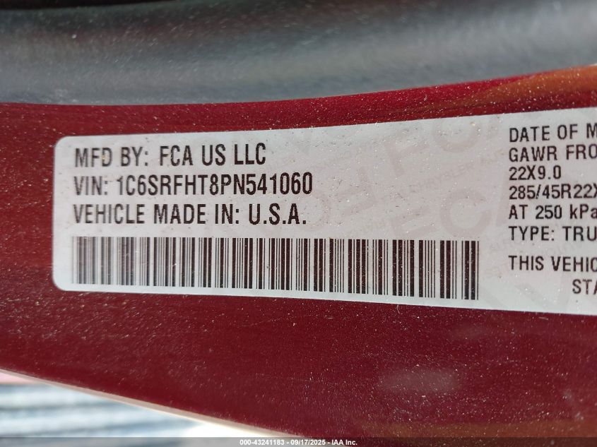 2023 Ram 1500 Limited 4X4 5'7 Box VIN: 1C6SRFHT8PN541060 Lot: 43241183