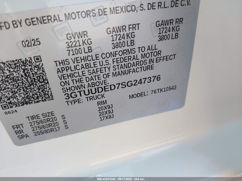 2025 GMC SIERRA 1500 4WD  SHORT BOX SLT - 3GTUUDED7SG247376