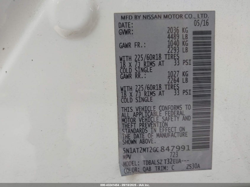 2016 NISSAN ROGUE SL - 5N1AT2MT2GC847991