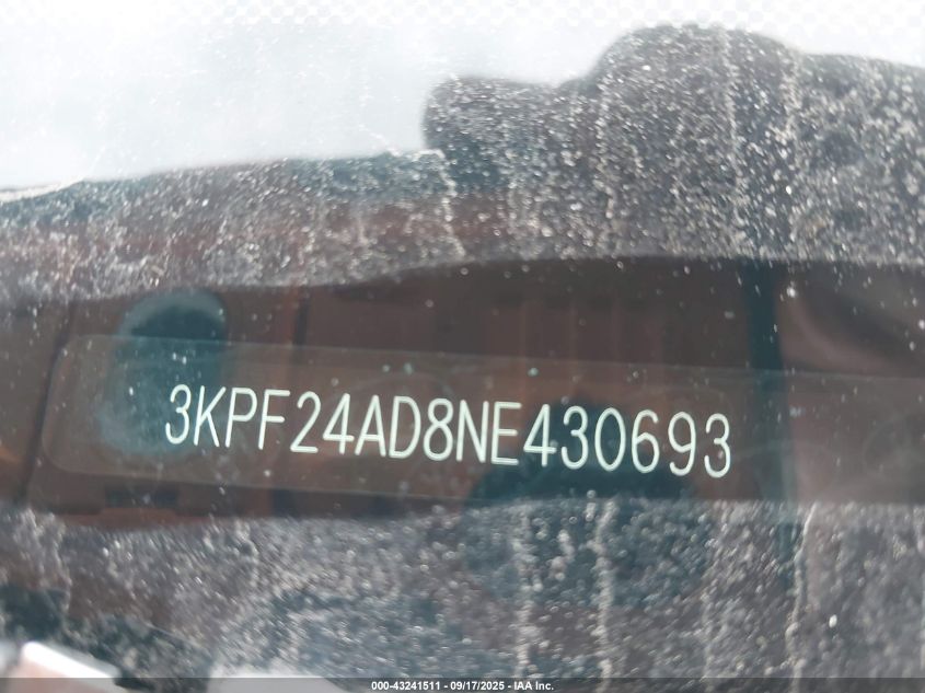 2022 Kia Forte Lxs VIN: 3KPF24AD8NE430693 Lot: 43241511