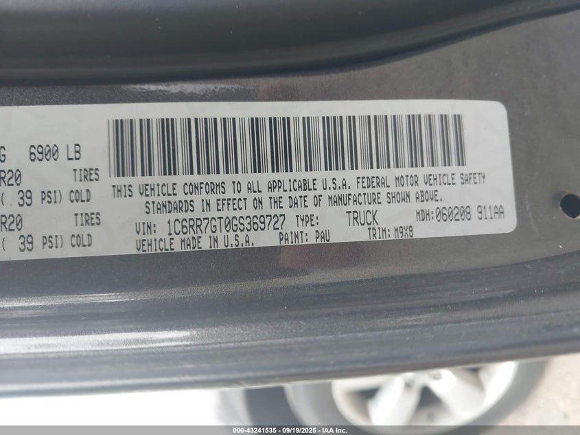 2016 RAM 1500 BIG HORN - 1C6RR7GT0GS369727