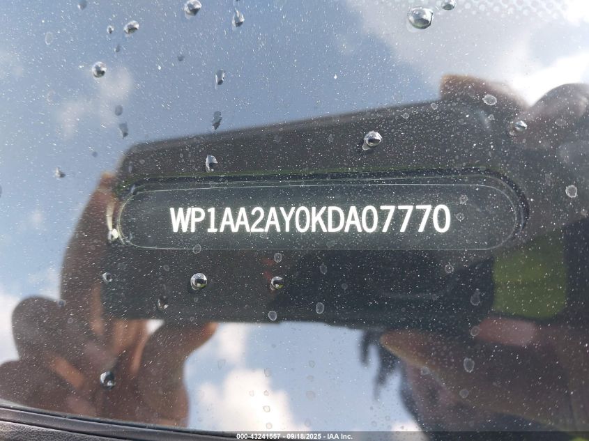 2019 Porsche Cayenne VIN: WP1AA2AY0KDA07770 Lot: 43241557