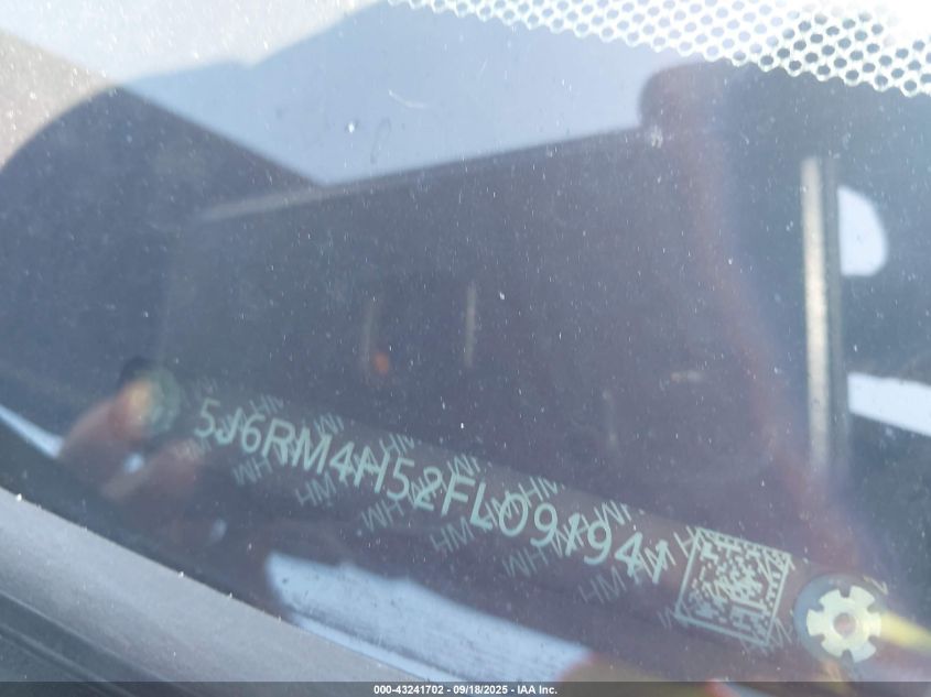 2015 Honda Cr-V Ex VIN: 5J6RM4H52FL091941 Lot: 43241702