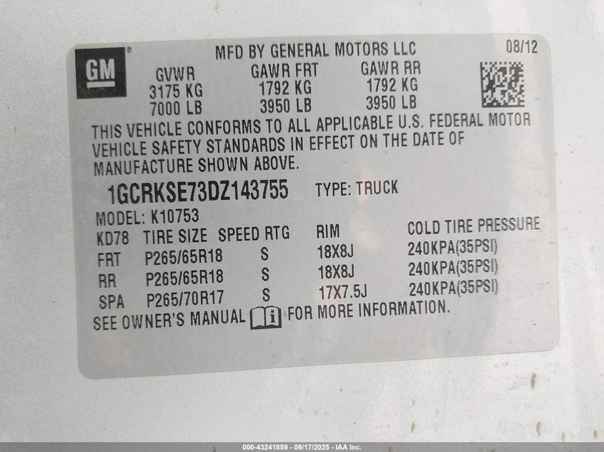 2013 CHEVROLET SILVERADO 1500 LT - 1GCRKSE73DZ143755