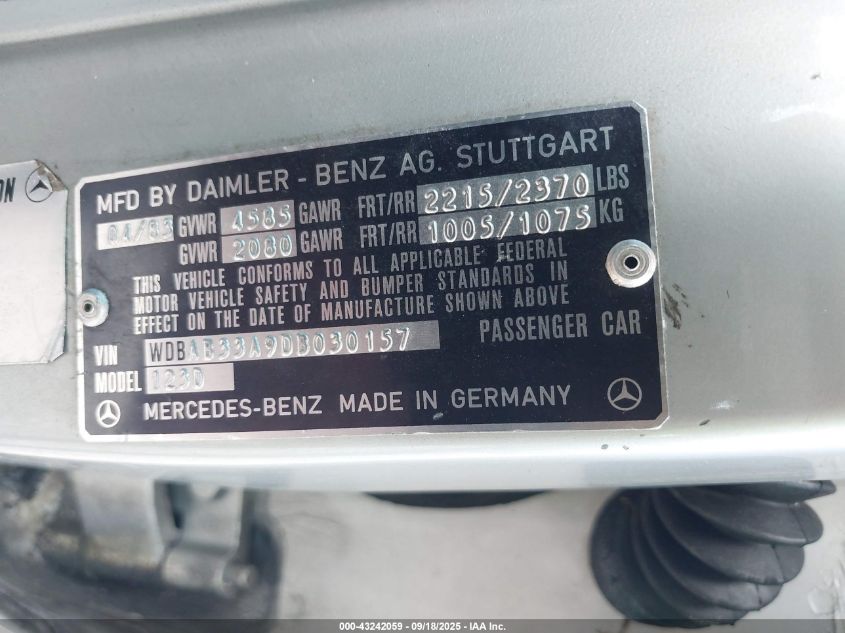 1983 Mercedes-Benz 300 Dt VIN: WDBAB33A9DB030157 Lot: 43242059