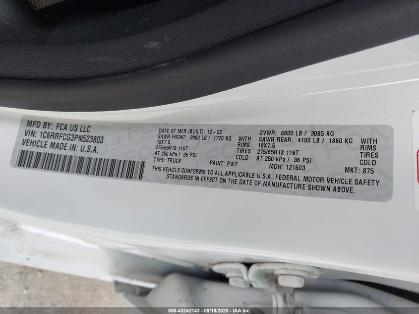 2023 RAM 1500 TRADESMAN  4X4 6'4 BOX - 1C6RRFCG3PN523803