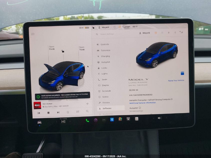 2023 Tesla Model Y Awd/Long Range Dual Motor All-Wheel Drive VIN: 7SAYGDEE1PA099062 Lot: 43242280