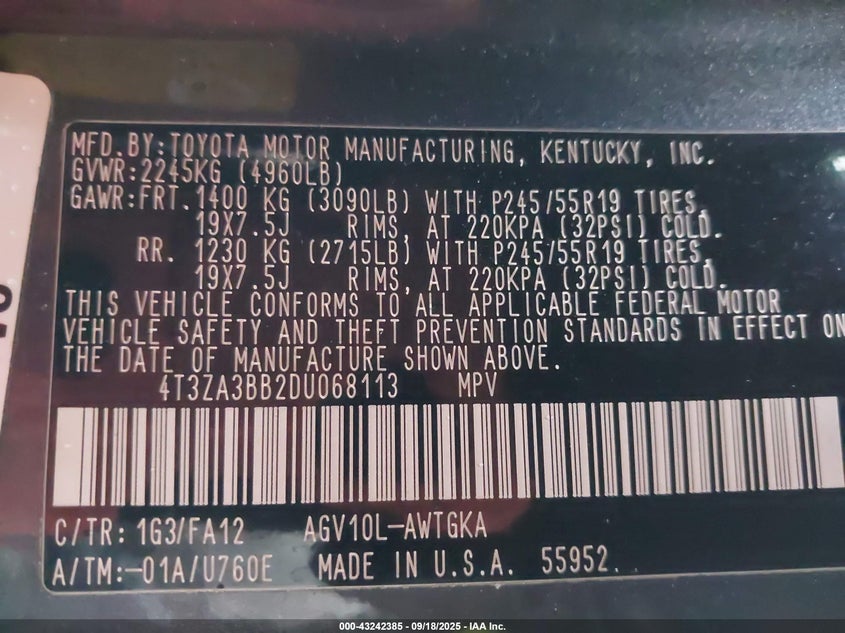 2013 TOYOTA VENZA LE 4T3ZA3BB2DU068113