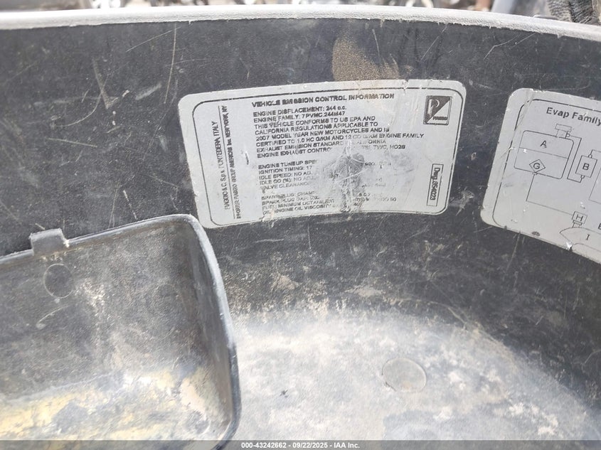 2007 Piaggio Mp3 VIN: ZAPM479M575001256 Lot: 43242662