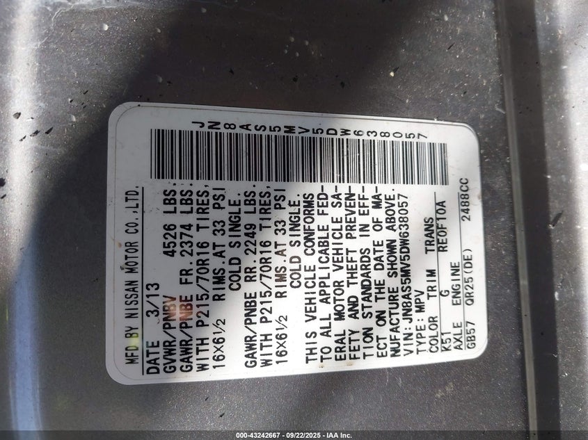 2013 NISSAN ROGUE S - JN8AS5MV5DW638057