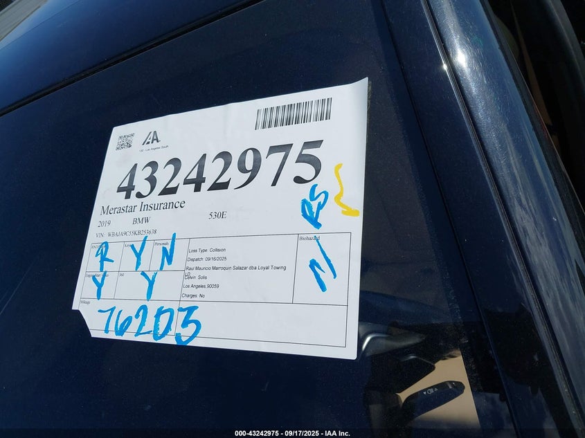 2019 BMW 530E IPERFORMANCE - WBAJA9C55KB253638