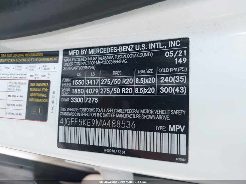 2021 MERCEDES-BENZ GLS 450 4MATIC - 4JGFF5KE9MA488536