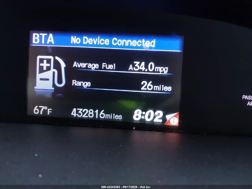 2014 Honda Civic Hybrid VIN: 19XFB4F26EE201792 Lot: 43243363