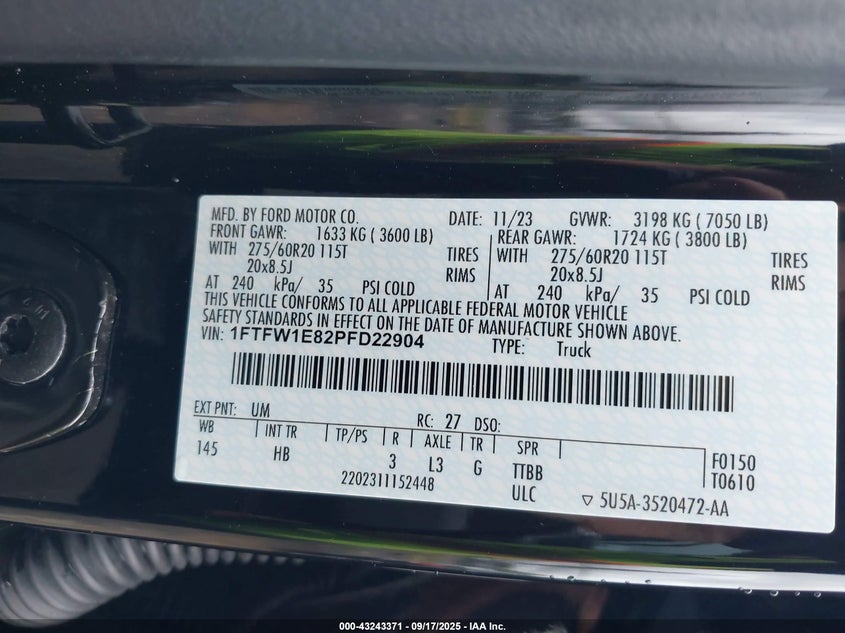 1FTFW1E82PFD22904 2023 FORD F-150 photo no. 9