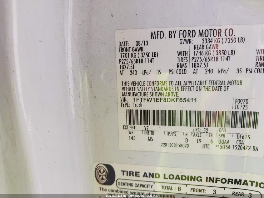 2013 FORD F-150 XLT - 1FTFW1EF8DKF65411