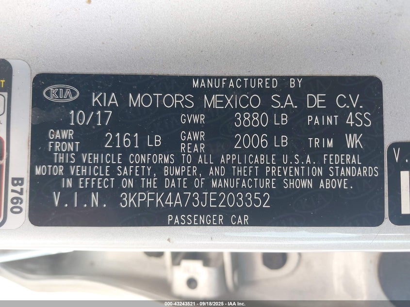 2018 KIA FORTE LX - 3KPFK4A73JE203352