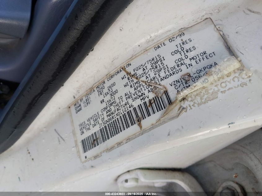 1999 Toyota 4Runner Sr5 V6 VIN: JT3GN86R1X0112146 Lot: 43243603