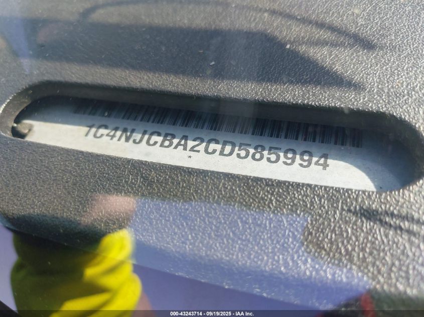 2012 Jeep Compass Sport VIN: 1C4NJCBA2CD585994 Lot: 43243714