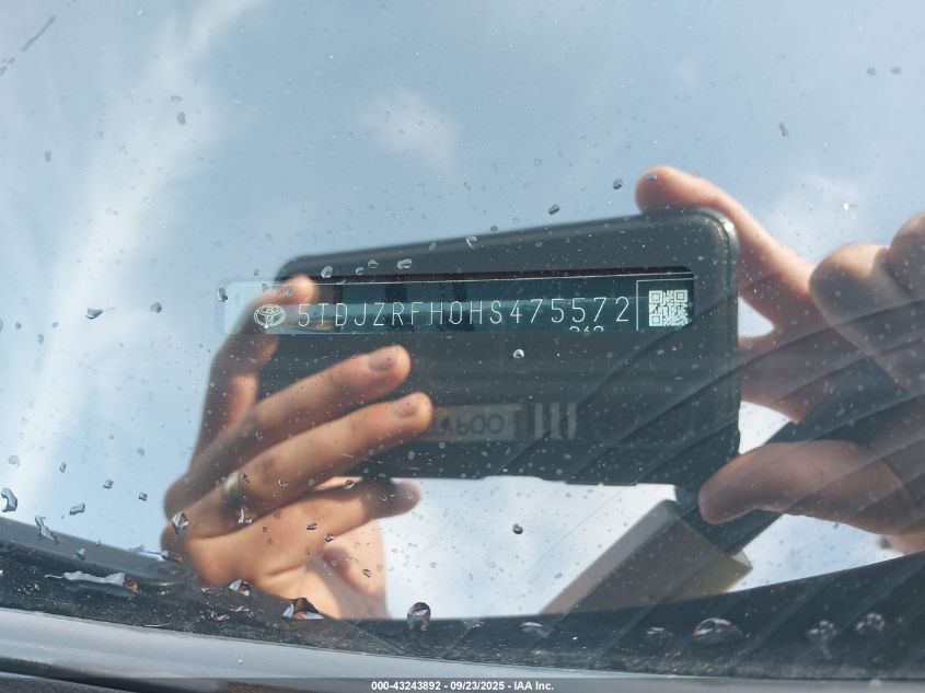 2017 Toyota Highlander Xle VIN: 5TDJZRFH0HS475572 Lot: 43243892