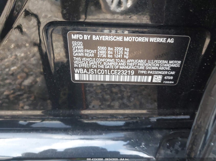 2020 BMW 540I - WBAJS1C01LCE23219