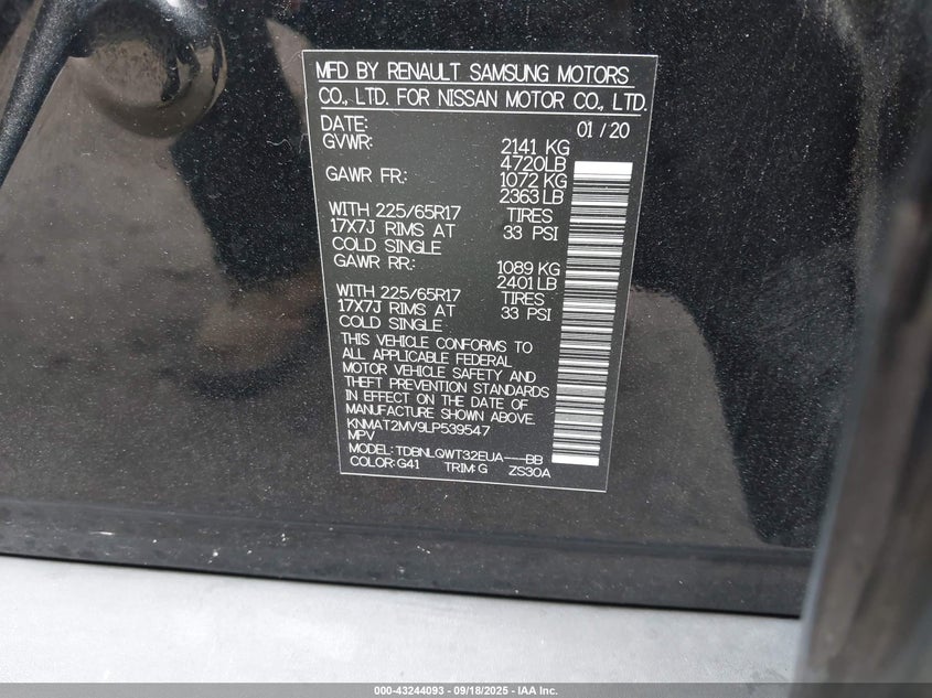 2020 NISSAN ROGUE SV INTELLIGENT AWD - KNMAT2MV9LP539547