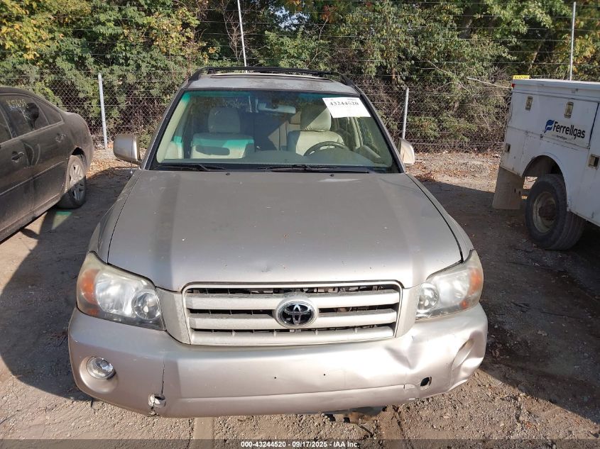 2005 Toyota Highlander V6 VIN: JTEEP21A750104640 Lot: 43244520