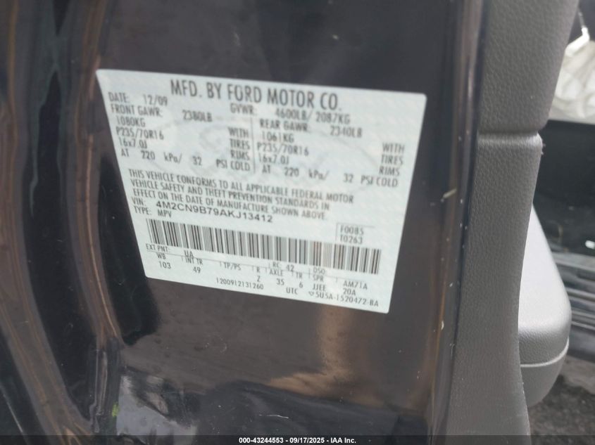 2010 Mercury Mariner VIN: 4M2CN9B79AK113412 Lot: 43244553