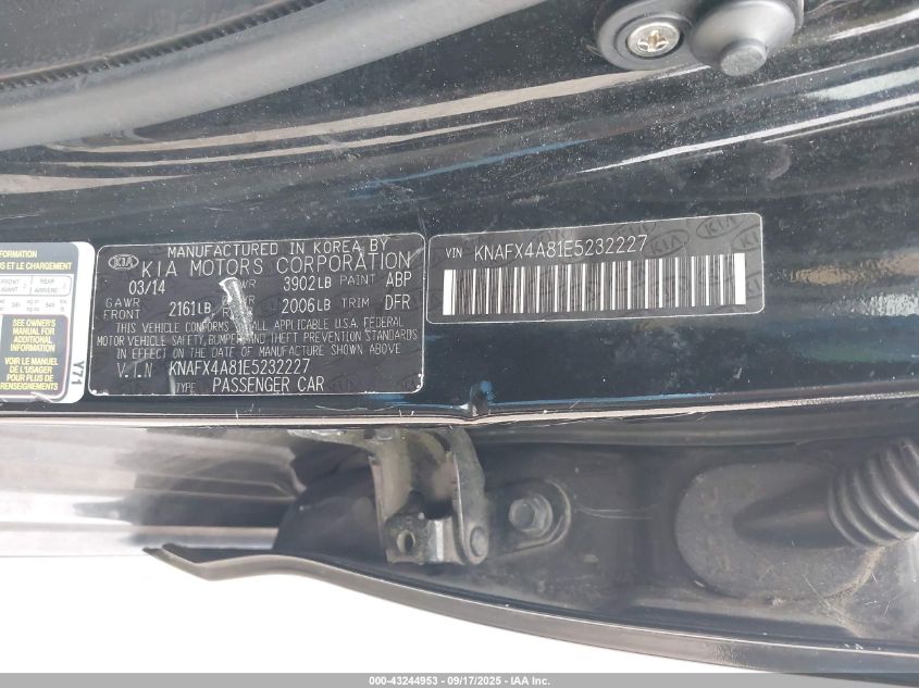2014 Kia Forte Ex VIN: KNAFX4A81E5232227 Lot: 43244953
