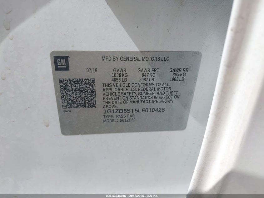 2020 CHEVROLET MALIBU FWD LS - 1G1ZB5ST5LF010426