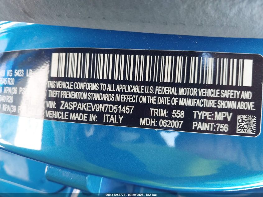 2022 Alfa Romeo Stelvio Quadrifoglio Awd VIN: ZASPAKEV9N7D51457 Lot: 43245773