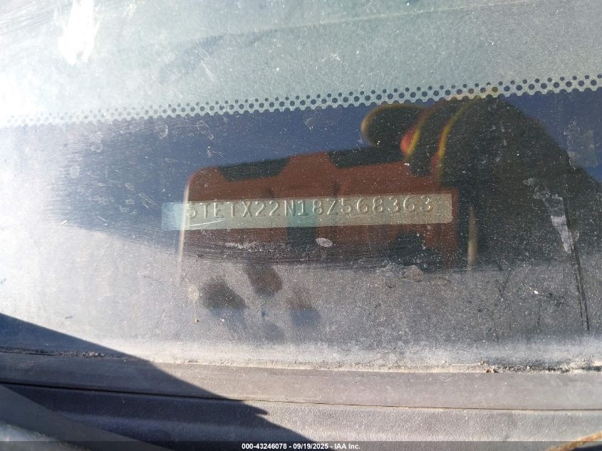2008 Toyota Tacoma VIN: 5TETX22N18Z568363 Lot: 43246078