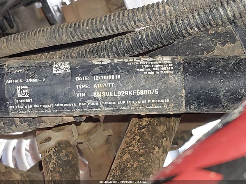 2019 Polaris Rzr Xp Turbo S VIN: 3NSVEL929KF588075 Lot: 43246183