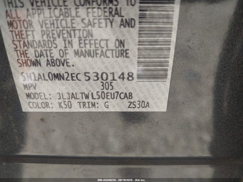 2014 INFINITI QX60 - 5N1AL0MN2EC530148