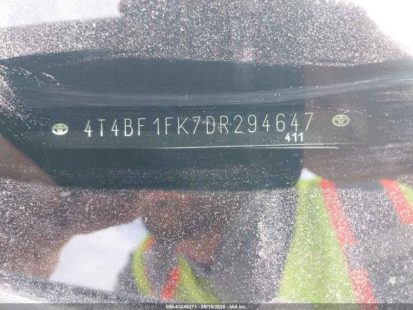 2013 Toyota Camry Xle VIN: 4T4BF1FK7DR294647 Lot: 43246271