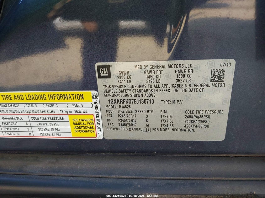 2014 CHEVROLET TRAVERSE LS - 1GNKRFKD7EJ130710