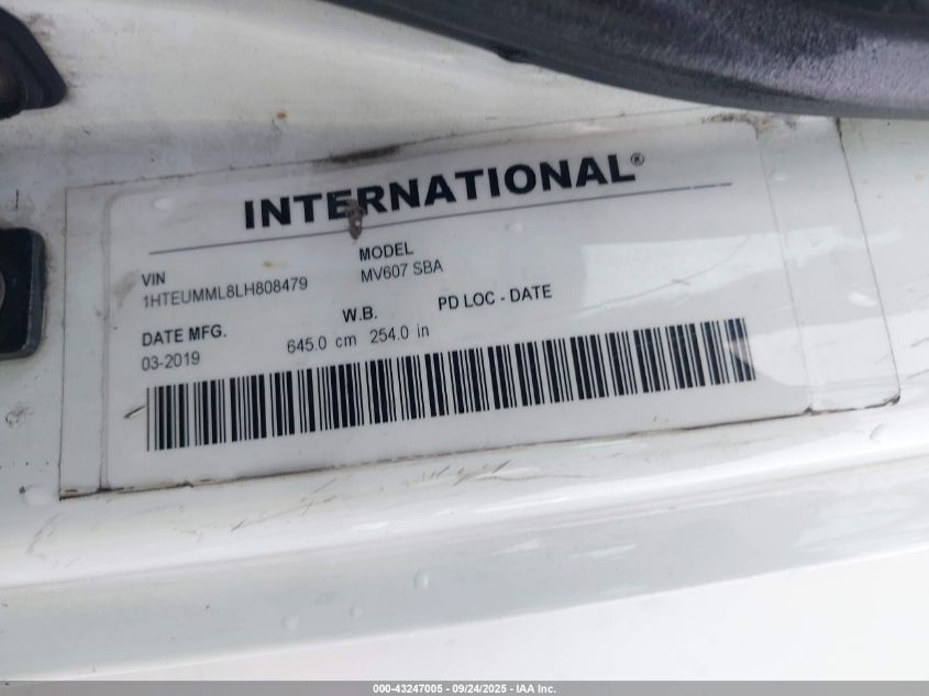 2020 International Mv VIN: 1HTEUMML8LH808479 Lot: 43247005