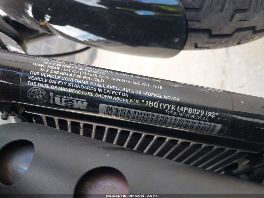 2023 Harley-Davidson Fxbbs VIN: 1HD1YYK14PB029192 Lot: 43247016